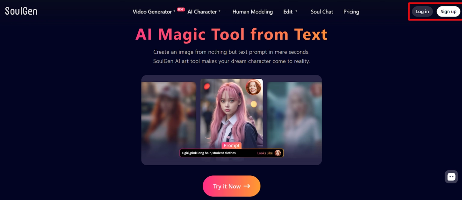 Create an Account on SoulGen