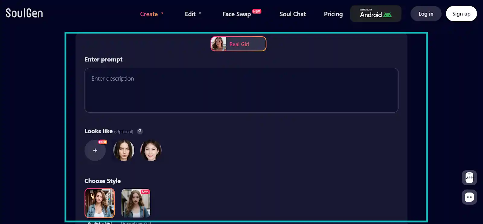 SoulGen character creation
